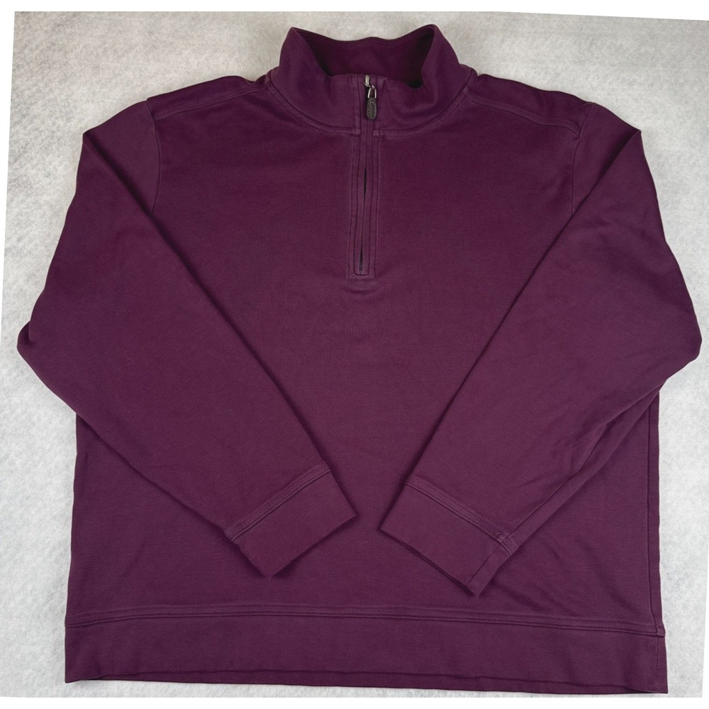 Tommy‎ Bahama Mens XL Purple Pima Cotton Quarter Zip Performance Pullover